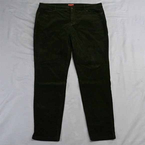 Modcloth XL Olive Green Corduroy Mid Rise Skinny 5 Pocket Womens Cords‎ Pants - Picture 1 of 7
